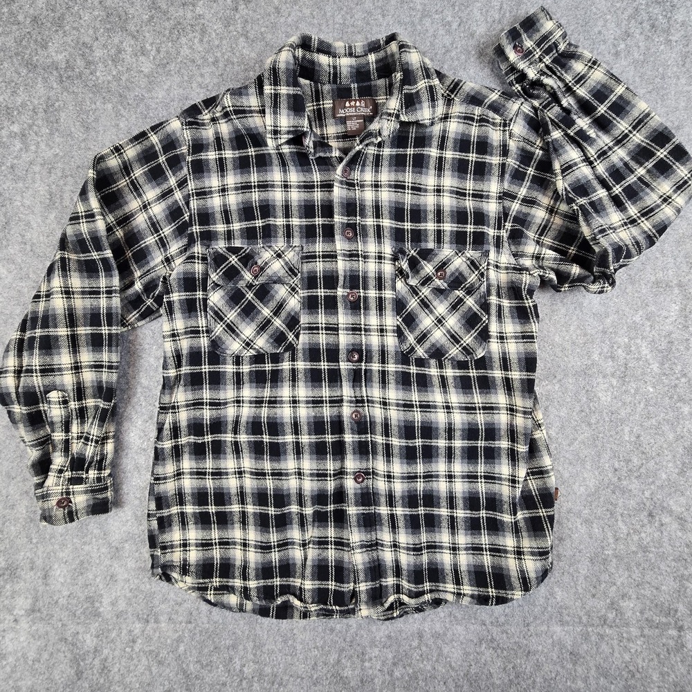 Moose Creek Shirt Mens LT Black Plaid Flannel Button Up Long Sleeve Tall Casual - Picture 2 of 11